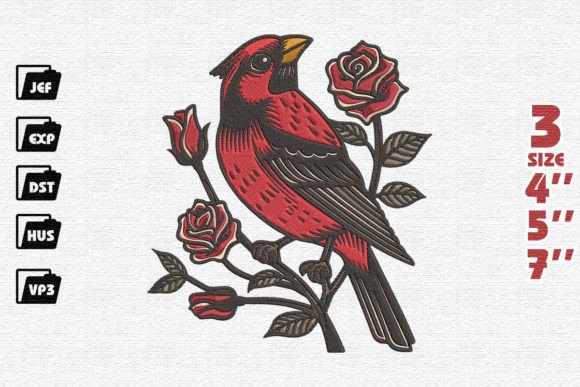 Cardinal Bird with Rose Embroidery: A Designer’s Review for Small Business Merch