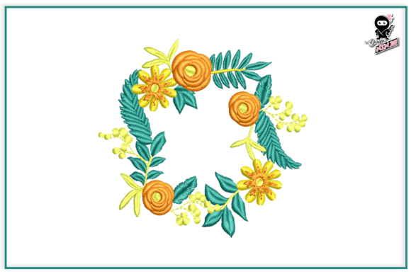 Floral Wreath Embroidery, Summer Blooms