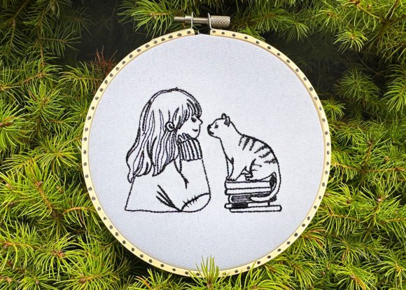 Girl with Cat Machine Embroidery Design Review