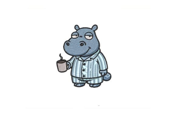 Hippo Drinking Coffee Embroidery Design Review