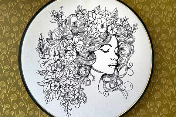 Lady Face in Flowers Machine Embroidery Review