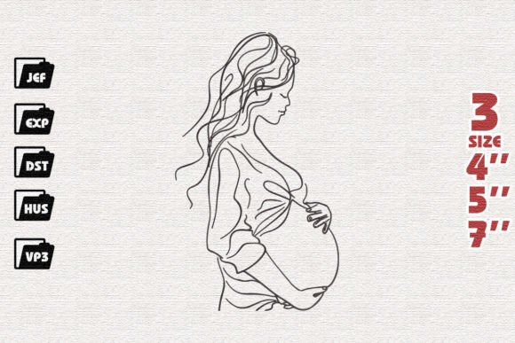 Pregnant Woman Holding Belly Embroidery Review